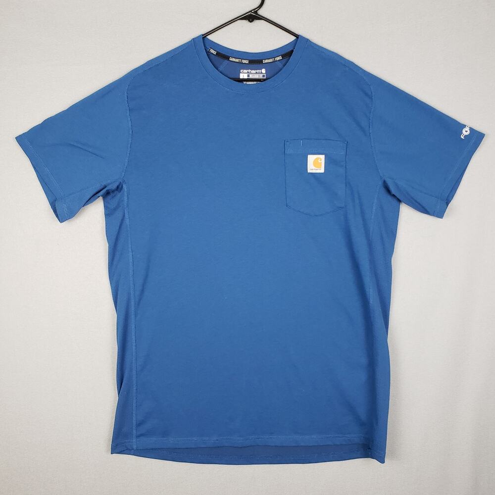 Carhartt Men's L Pocket Front Tee Shirt Blue Classic Relaxed Fit Casual Workwear